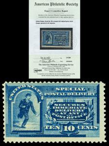 Scott E2 1888 10c Special Delivery Mint Fine NH Cat $1,150 with APS CERTIFICATE!