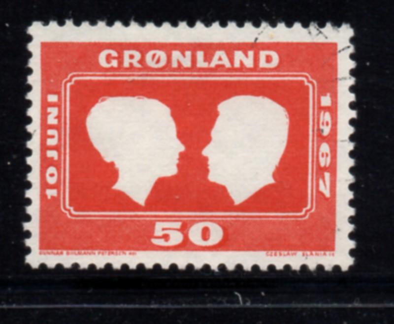 Greenland Sc 69 1967 Royal Wedding stamp used