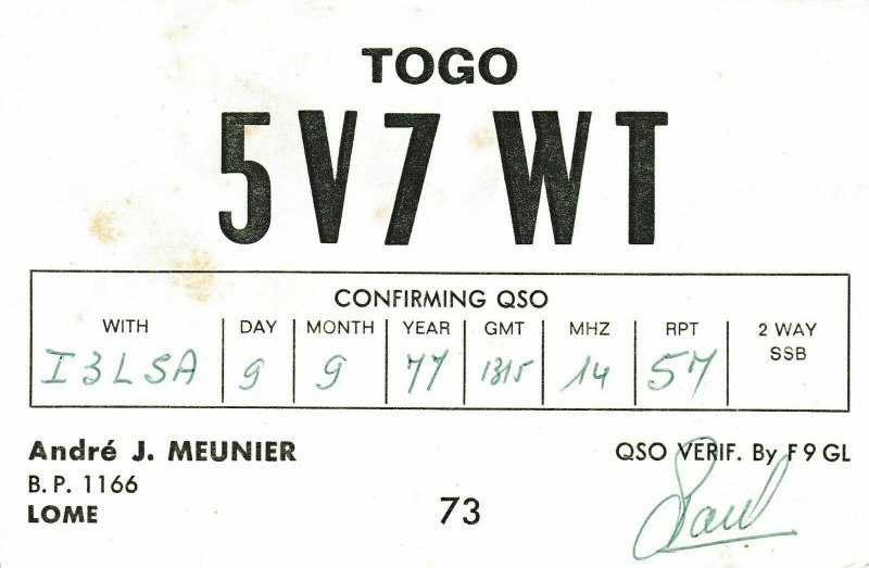 7362 Amateur Radio QSL Card  LOME TOGO