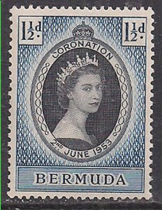 Bermuda 1953 QE2 1 1/2d Coronation SG 134 MNH ( D712 )