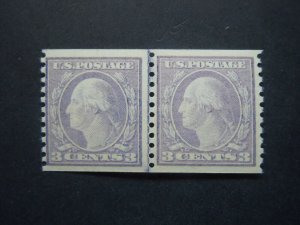 1917 #493 3c Washington Coil Line Pair Type 1 Perf 10 Vert MNH OG VF CV $230 #4