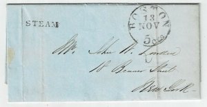 1851 private ship letter from St. John, NB to New York, via Boston