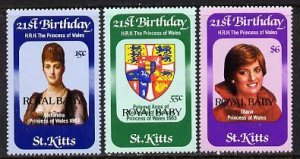 ST. KITTS - 1982 - Birth of Prince William - Perf 3v Set - Mint Never Hinged