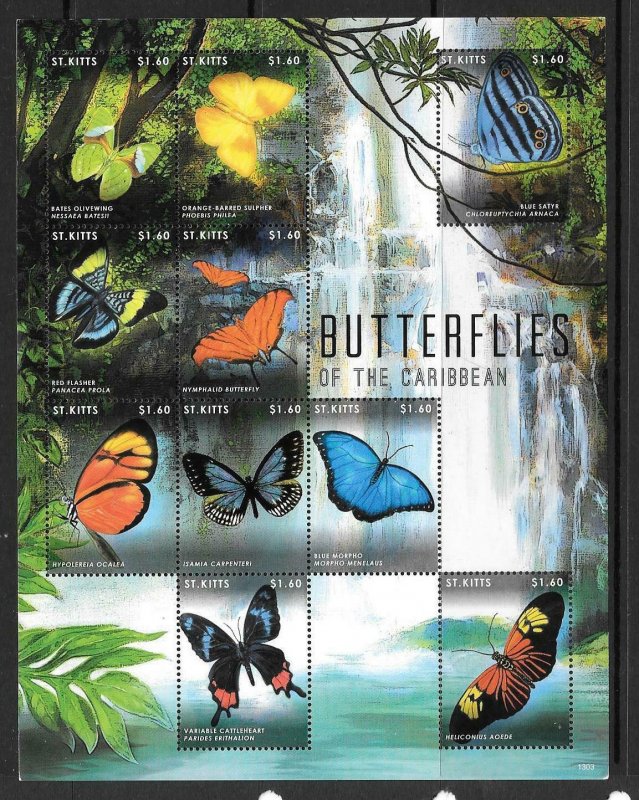 ST.KITTS 2013 BUTTERFLIES  MNH 