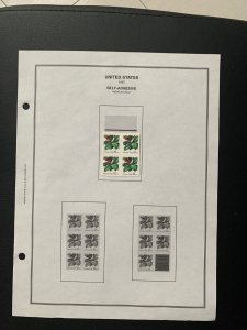 US 1997 American holly block of 4 self adhesive  stamps new with album page