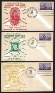 US 1954 OMAHA NEBRASKA THREE EXHIBITION COVERS