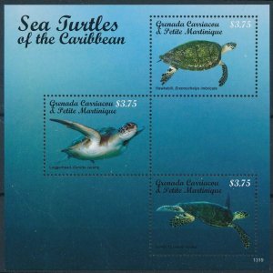 [109251] Carriacou & Petite Martinique 2014 Reptiles Sea turtles Mini sheet MNH