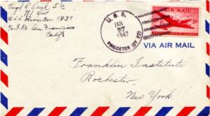 United States Ships 5c Large DC-4 Skymaster 1947 U.S.S. Princeton (CV 37) Typ...