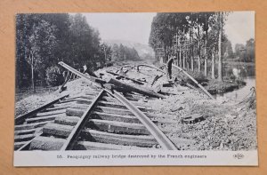 WWI German Postcard Pequot Railway Bridge Destroyed by French Engineers