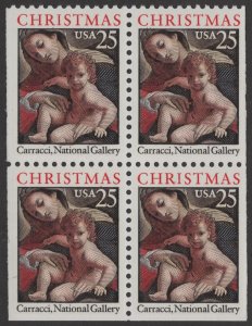 SC#2427 25¢ Madonna & Child Booklet Block of Four (1989) MNH