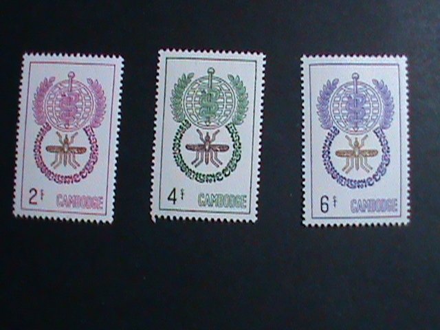 ​CAMBODIA STAMP-1962--SC#106-8 WHO-MALARIA ERADICATION  MNH SET VERY FINE