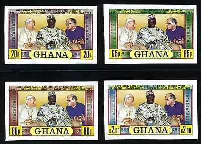 GHANA SCOTT# 751-4 POPE JOHN PAUL II IMPERF SET MNH