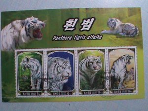 ​KOREA 2005 SC#4443 BEAUTIFUL LOVELY-RARE  AMUR WHITE TIGERS-CTO SHEET-VF