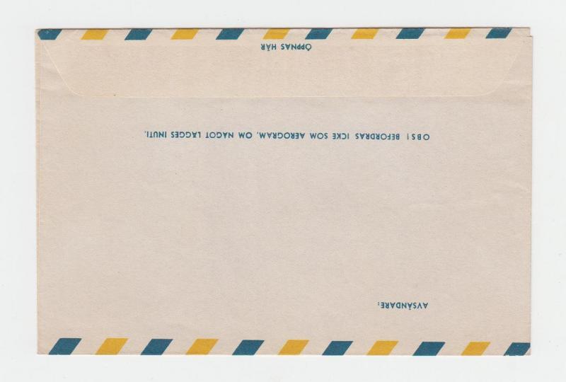 SWEDEN 1949 UPU AEROGRAM+ FRIMARKETS DAG LABEL (SEE BELOW)