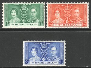 Saint Helena Scott 115/117 - SG128/130, 1937 Coronation Set MH*