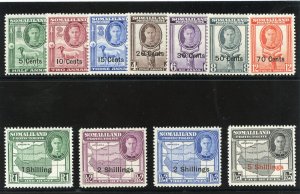 Somaliland 1951 KGVI Surcharges set complete superb MNH. SG 125-135. Sc 116-126.