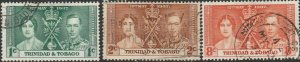 Trinidad & Tobago,  #47-49 Used  From 1937