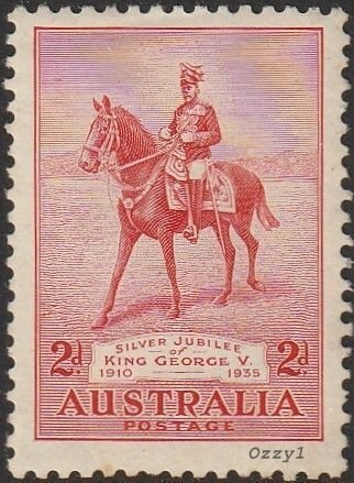 Australia 1935 Sc#152 2d Red KGV on Horseback MINT-VF-OG-NH.