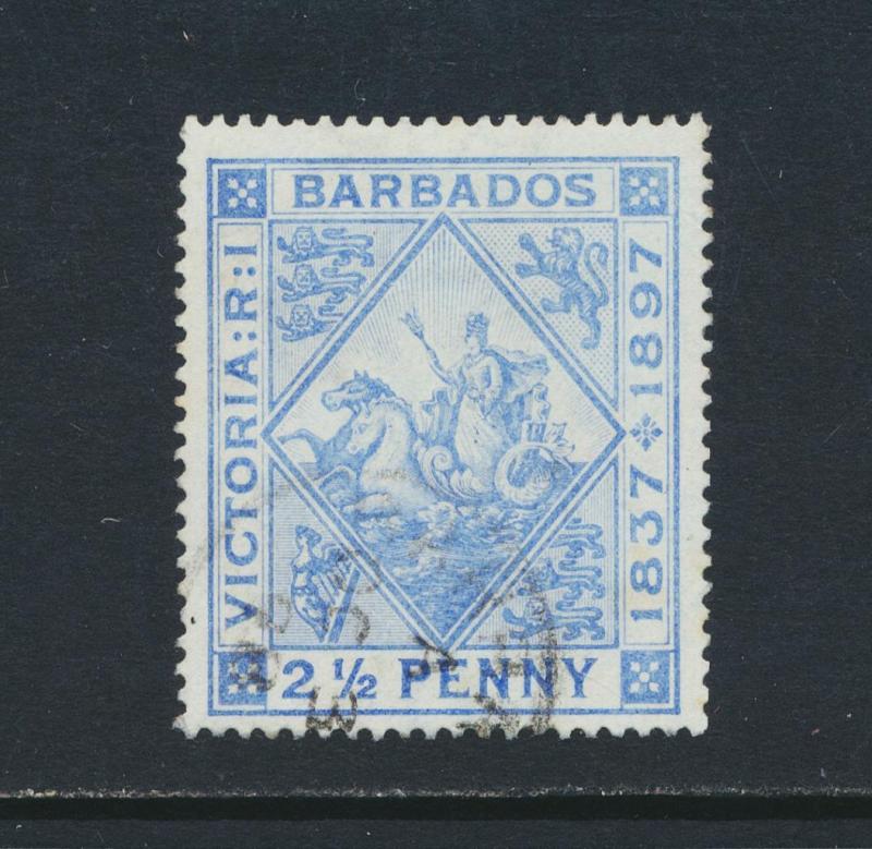 BARBADOS 1897, 2½d JUBILEE BLUED PAPER VF USED SG#128 CAT£45 (SEE BELOW)