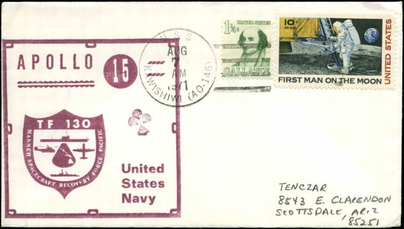 8/7/71 USS Kawishiwi AO 146  Apollo 15 Pacific US Navy Recovery Fleet