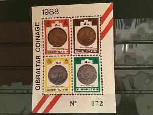 Gibraltar coinage 1988 mint never hinged stamps sheet R21875