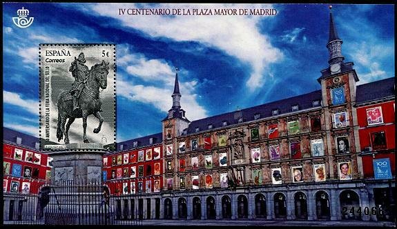 HERRICKSTAMP NEW ISSUES SPAIN Plaza Mayor Souvenir Sheet