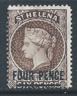 St. Helena #38 Mint No Gum 6p Queen Victoria Wmk. 2 - Surcharged Type B