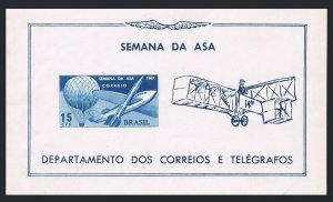 Brazil 1062a sheet, MNH. Mi Bl.21. Week of the Wing, 1967. Balloon,Plane,Rocket.