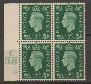 GB George VI  SG 462 Control C38 Cyl 37 Dot