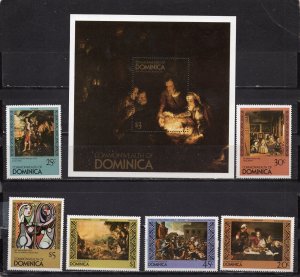 DOMINICA 1980 FAMOUS PAINTINGS SET OF 6 STAMPS & S/S MNH