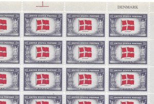 Doyle's_Stamps: MNH Sheets 1943 Overrun Nations' Denmark, Scott #920**