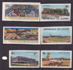 Guinea-Sc#397-400,C76-77- id9-unused NH imperf set-Planes-New Construction-1965-
