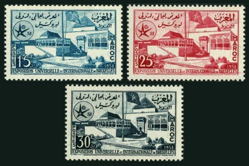 Morocco 22-24,MNH.Michel 432-434. World's Fair,Brussels-1958.