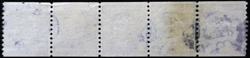 U.S. Used Stamp Scott #496 5c Washington Coil Strip of 5. Superb. Scott: +$35.00