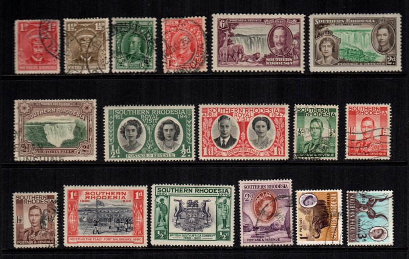 Southern Rhodesia  17 different used and mint hinged