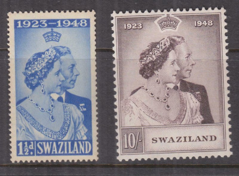 SWAZILAND, 1948 Silver Wedding pair, mnh.