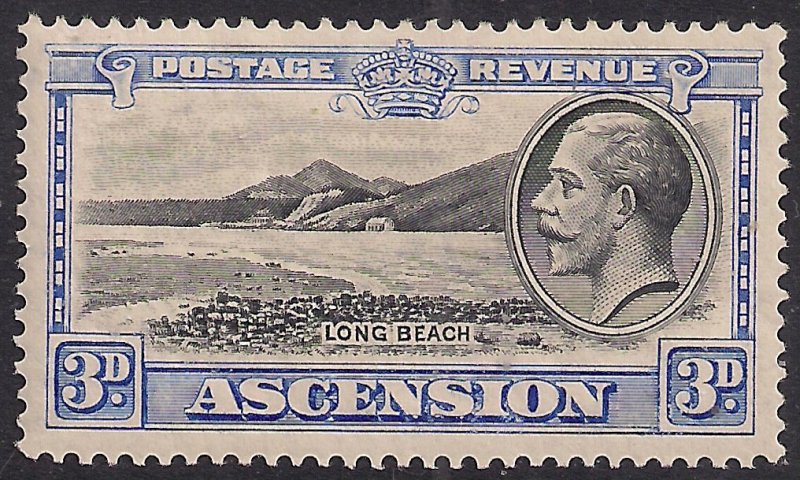 Ascension Island 1934 KGV 3d Long Beach MM SG 25 ( F972 ) 