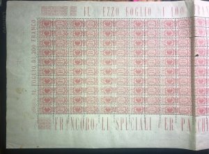 Italy #Q26 (1932 25c Parcel Post) in VFMNH sheet of 100 pairs CV $80