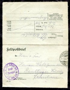 1650 - GERMANY 1916 Feldpost Cover. Letter Card. Contents