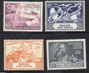 Malaya-Negri Sembilan Sc 59-62 1949 75th Anniversary UPU stamp set mint