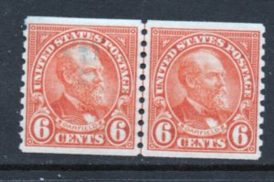 Scott # 723 unused  OG hinge  remnant  line pair  (Smug on left stamp)