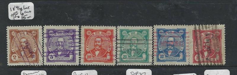 HONDURAS  (P0206B)   1896  MAN  LOT OF 6 SINGLES  CANCELS   VFU