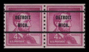 US Scott #1058 Precancelled Coil Pair OG MNH eGRADED With Certificate Superb 96