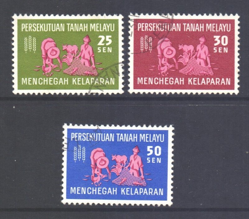 Malaya Federation Scott 111/113 - SG32/34, 1963 Freedom from Hunger FFH Set used