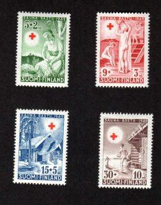 FINLAND MINT NH SET OF 4 RED CROSS 1949 SEMI-POSTAL STAMPS SCOTT # B94 - B97