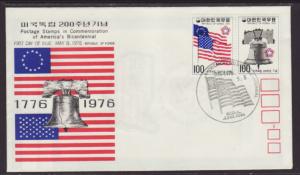 South Korea 1034,1037 US Bicentennial 1976 U/A FDC