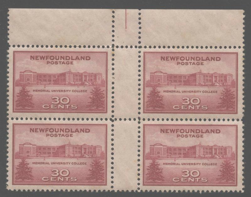 Newfoundland 1943 30c University Gutter Block Sc# 267 mint