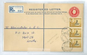 Basutoland  1967 QEII 5c reg env, size H, used from Mokotlong to Morija