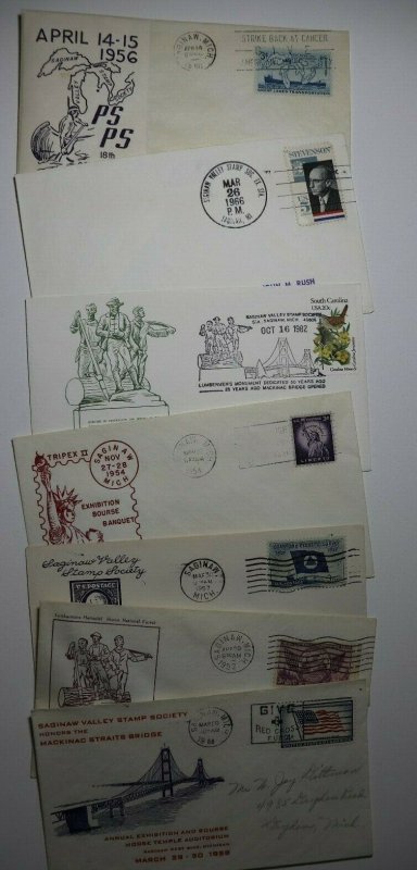 Saginaw valley MI Stamp club Convention Show Philatelic Expo Cachet Cover Lot