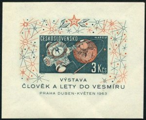 Czechoslovakia 1175, MNH. Michel 1402 Bl.19. Space Research 1963.1st exhibition.